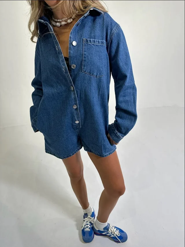 Vintage Plus-size Denim Shirt Jacket Detail