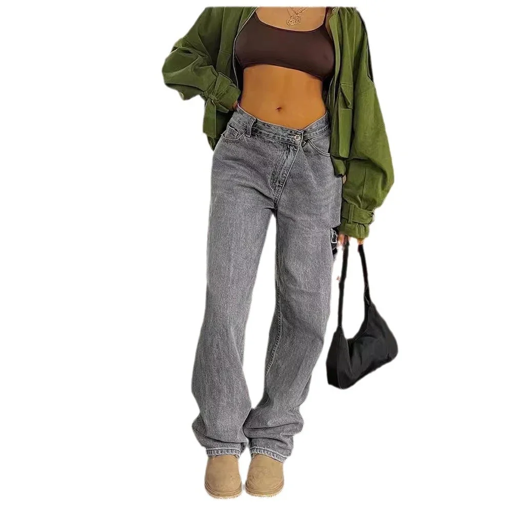 Stylish Low-rise Ripped Loose Jeans for Women (Export Style)