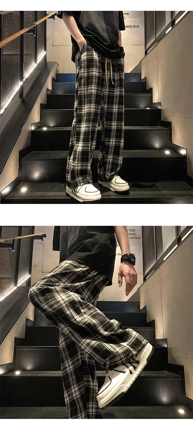 Men's Retro Checkered Oversize Pants Detail