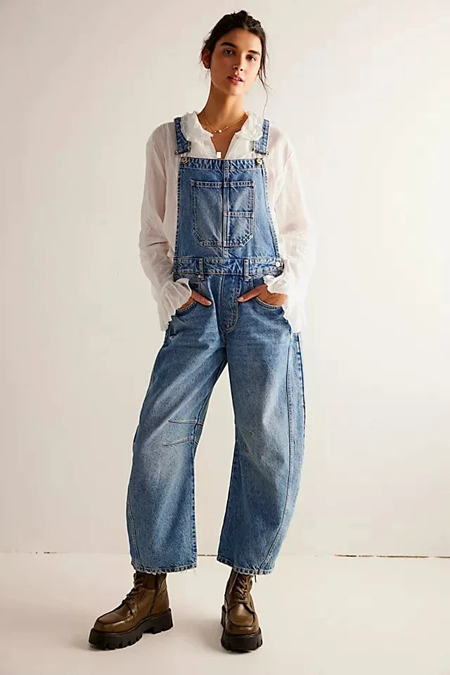 Retro Street Denim Overalls Detail