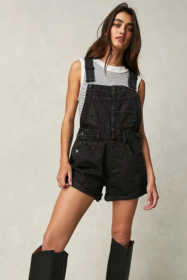 Loose Multi - Pocket Bib Jeans for Women (European & American) Detail