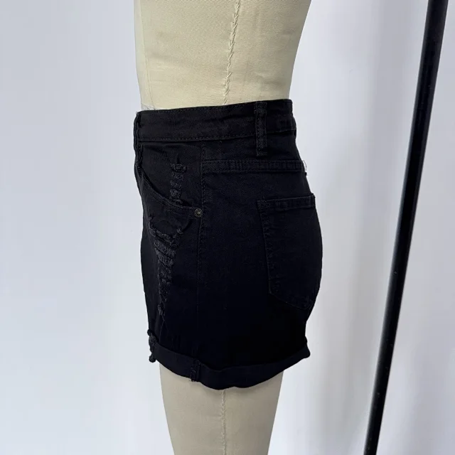 Women's Distressed Cuffed Denim Shorts Detail