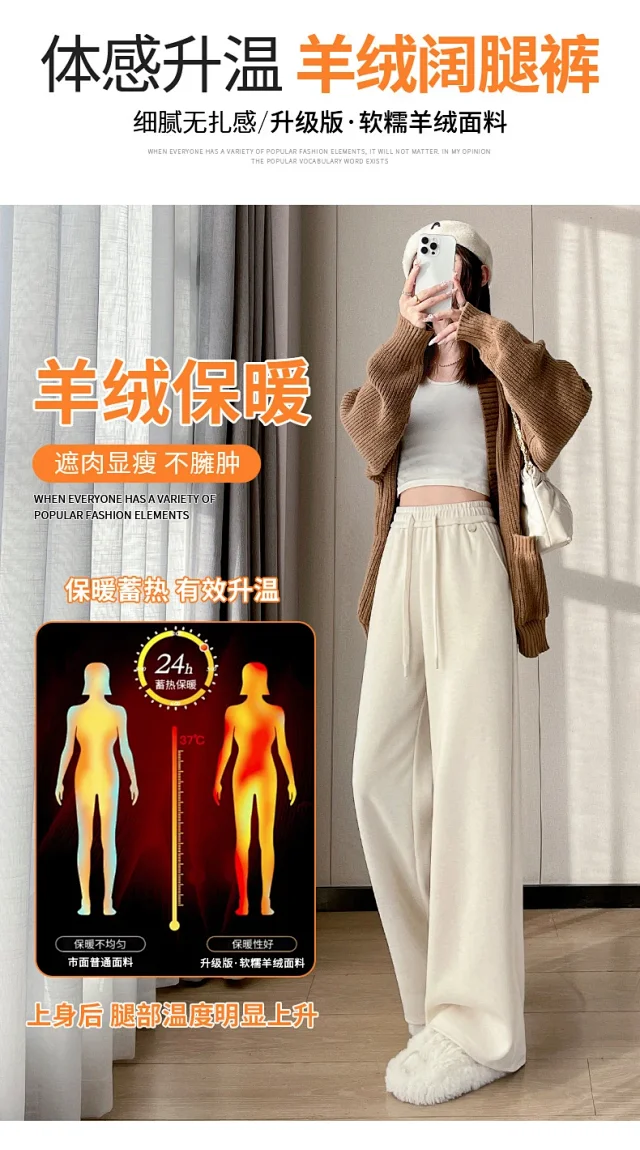 2025 Fall/Winter Women's Knit Wide-Leg Cashmere Pants Detail