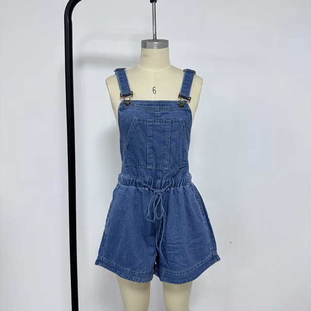 Stylish Loose Denim Overalls for Girls Detail