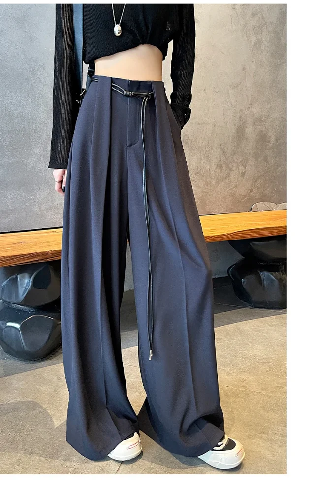 2025 Fall New Arrival: High-Waisted Wide-Leg Trousers for Women Detail