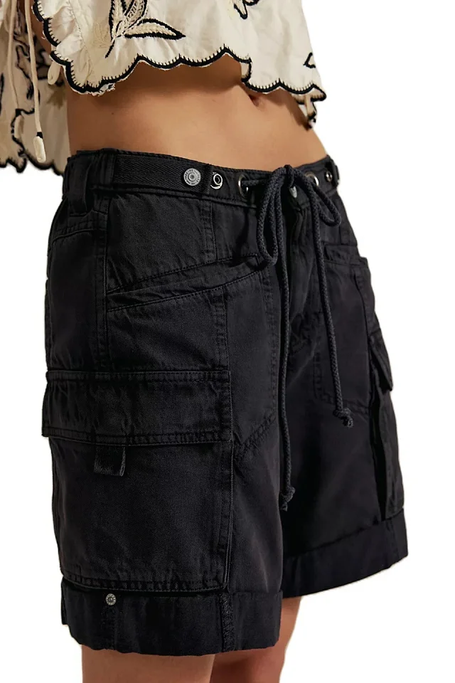 Women's Summer Loose Denim Shorts with Belt Detail