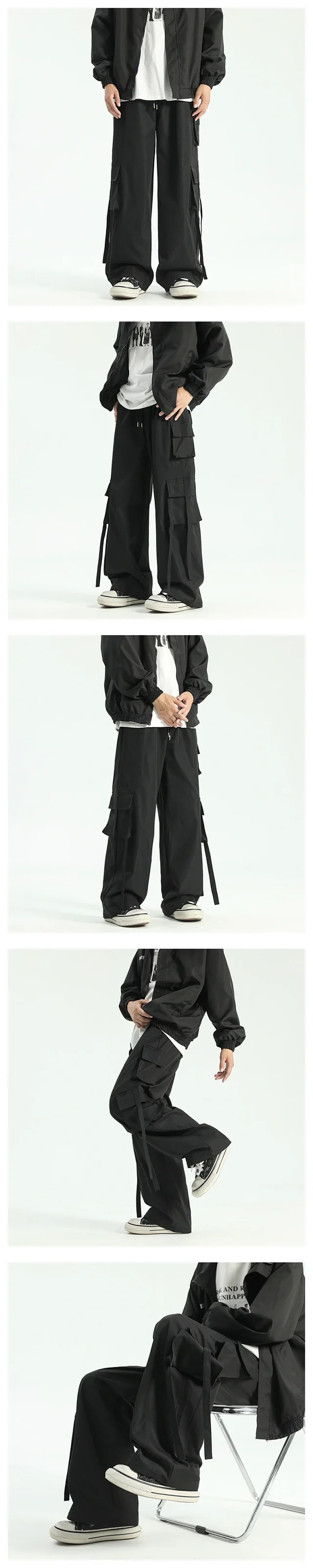 Men's American-style Straight Loose Cargo Pants Detail