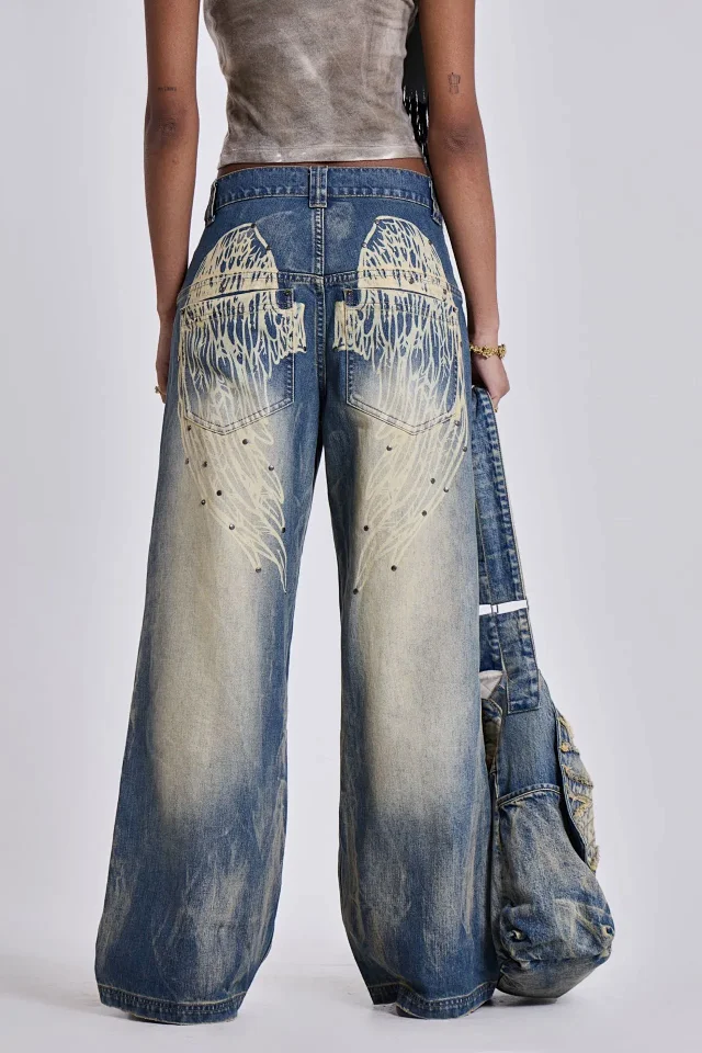 Factory Direct Retro Wide Leg Denim Detail