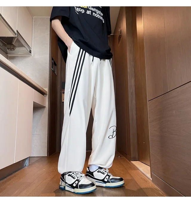 Men's Summer Ice Silk Baggy Straight Leg Trousers Detail