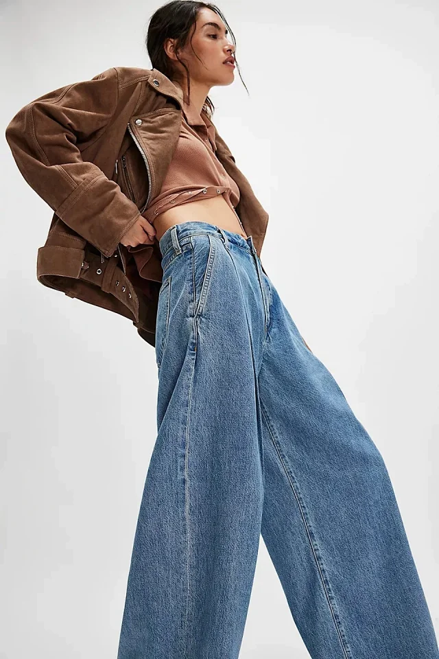 Factory Direct Sale Retro Wide-Leg Jeans Detail
