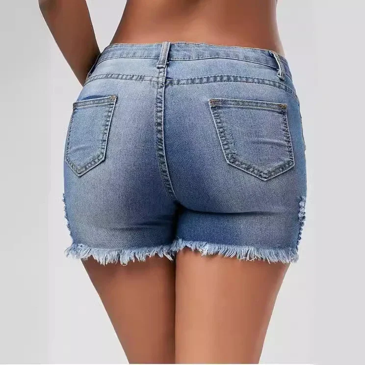 Euro - Amer. Ripped Monkey Fringe Denim Shorts (Women)