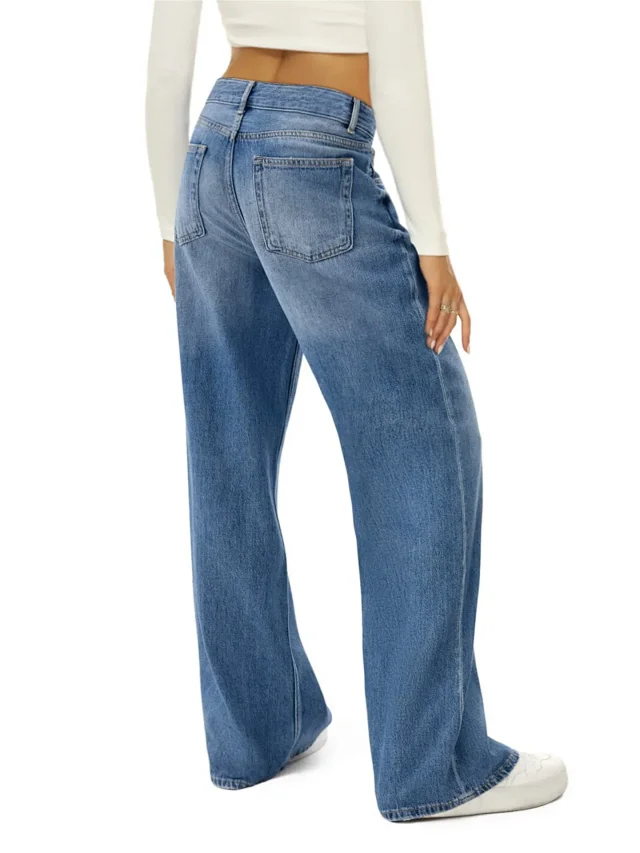 Temu Meike Duo Cat Whisker Loose Wide-Leg Jeans Detail