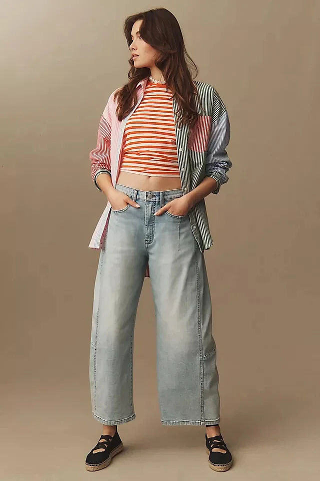 Women's Wide-Leg High-Waist Jeans Detail