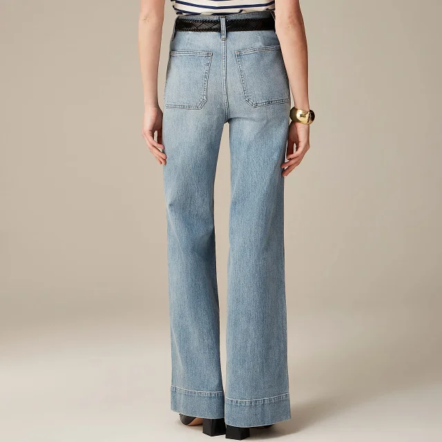 Loose Straight Flare Jeans, High-Waist, All-Match Detail