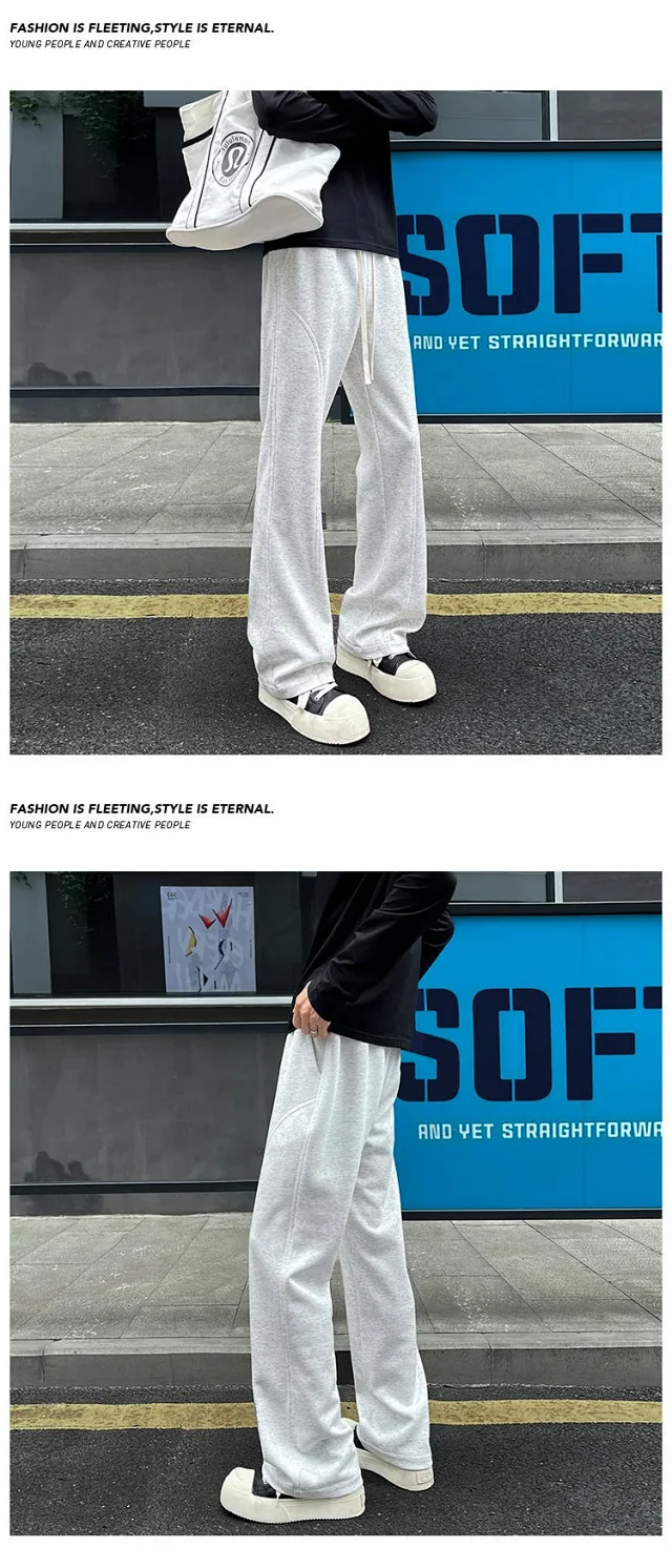 Men's Autumn Cotton-blend Straight & Flared Sweatpants Detail