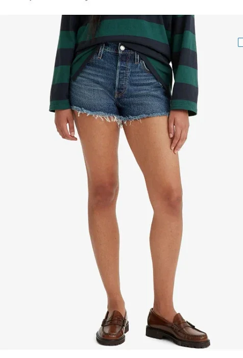 Mid-Rise Stretch Fringe Denim Shorts for Women Detail