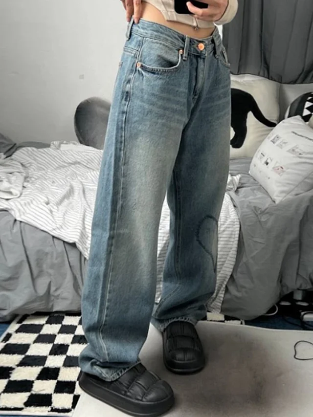 Vintage Wide - Leg Printed Jeans for Women Detail