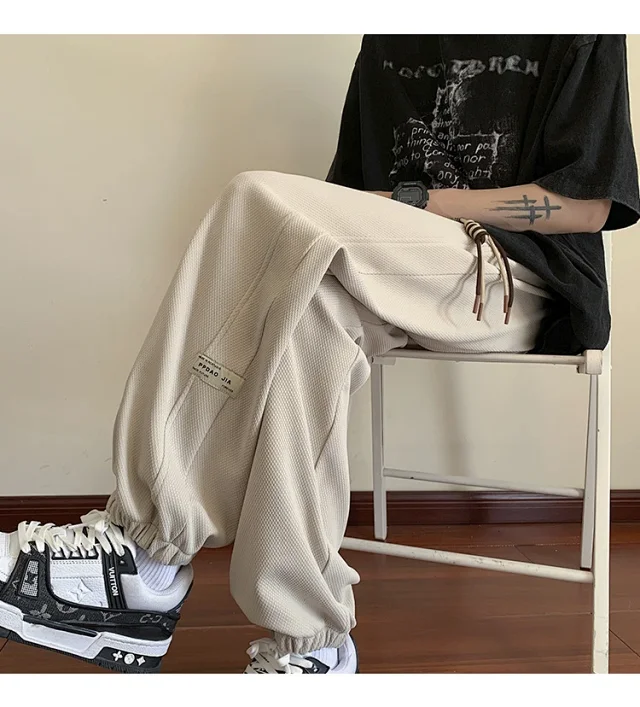 Men's Spring Autumn Waffle Casual Pants Detail