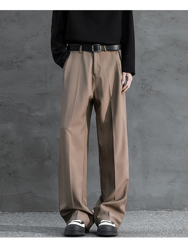 Dark Gray Straight 3 - Needle Trousers for Men Detail
