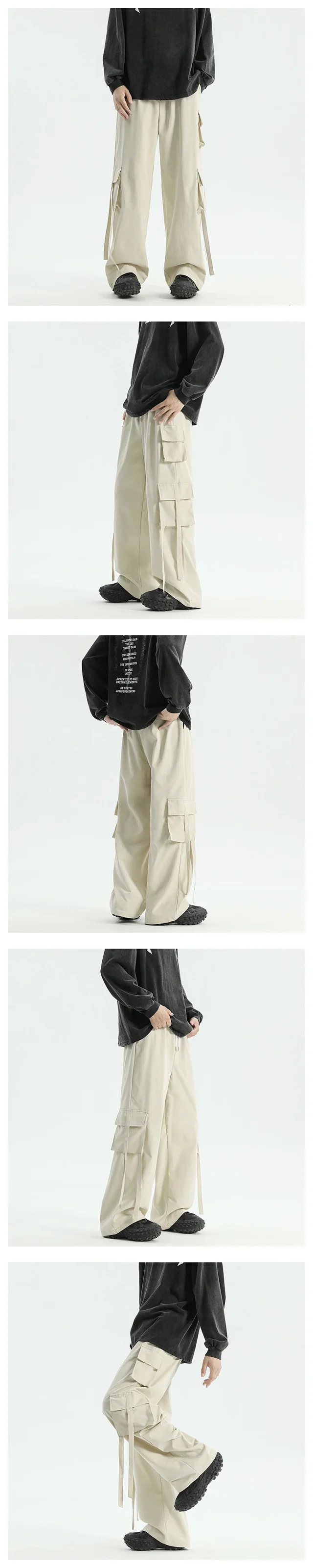 Men's American-style Straight Loose Cargo Pants Detail