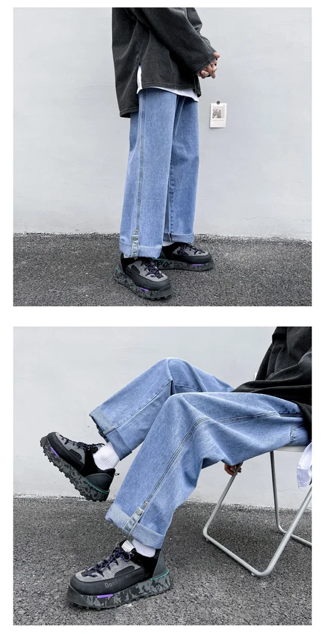 Spring/Summer Trendy Men's Loose Straight Jeans Detail