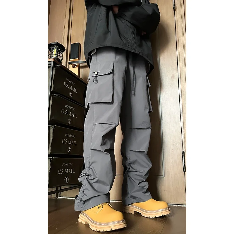 Men's Spring Hiphop Vintage Straight Cargo Pants