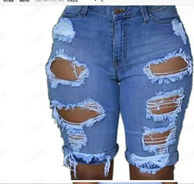 8851# Trendy 2025 Women's Distressed Denim Shorts (Euro - American Style) Detail
