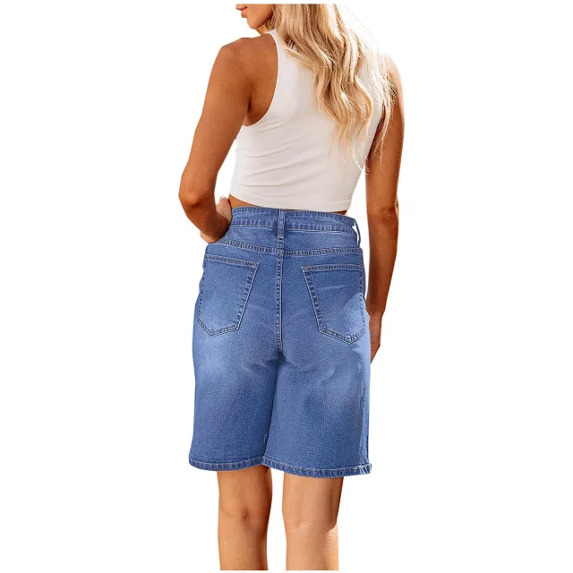 Factory Direct Fashion Slim Denim Capris for Women Detail