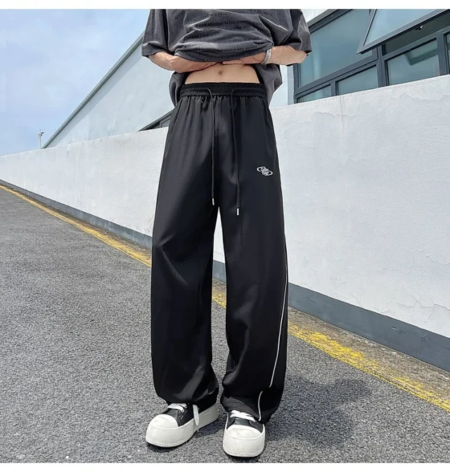 Men's Summer Laser-Punched Loose Ice Silk Trousers Detail