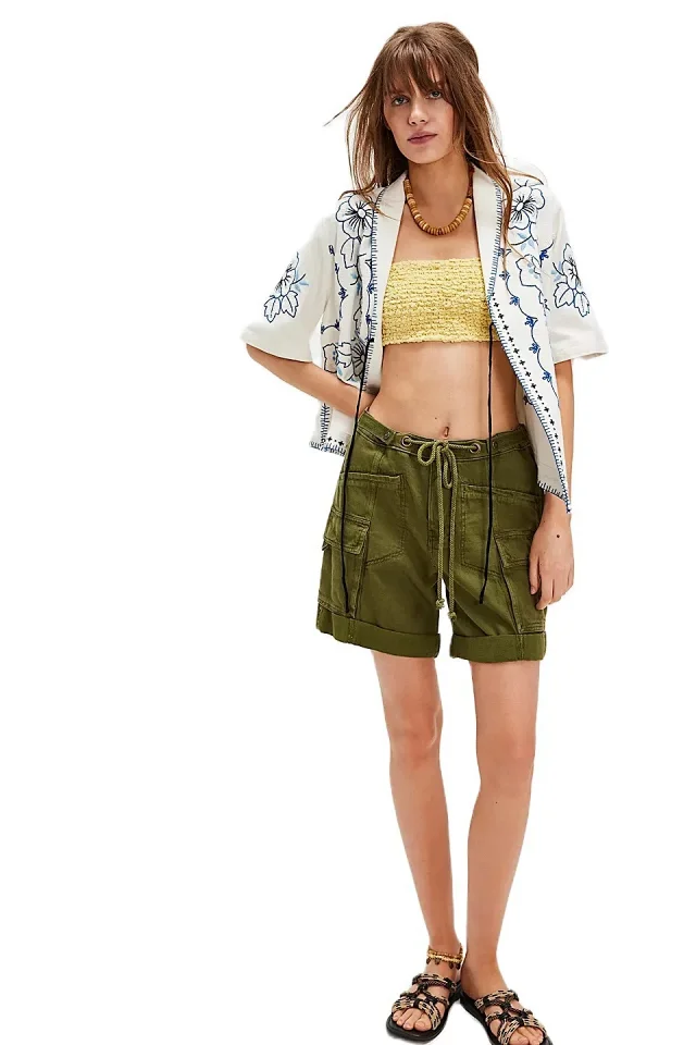 Women's Summer Loose Denim Shorts with Belt Detail
