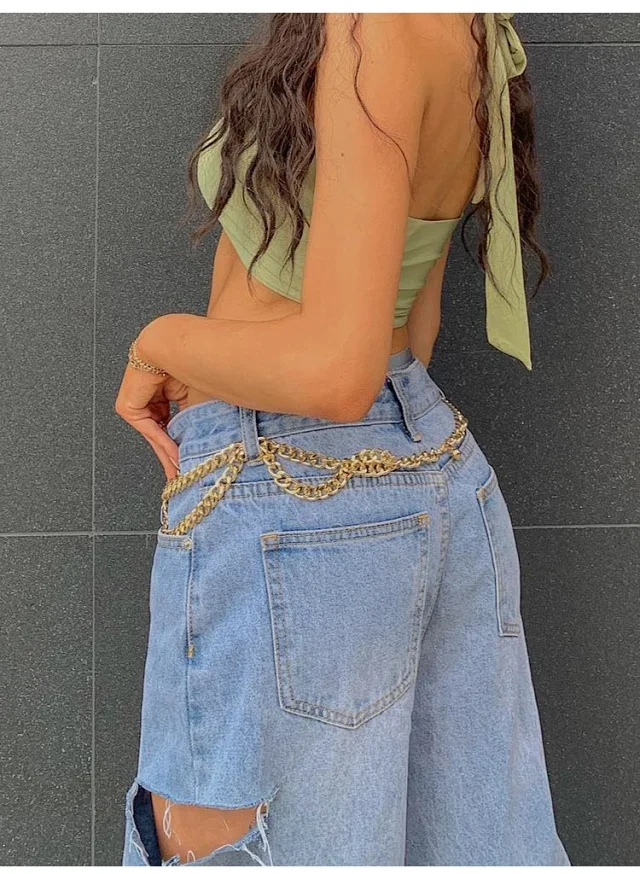 Stylish Low-rise Ripped Loose Jeans for Women (Export Style) Detail