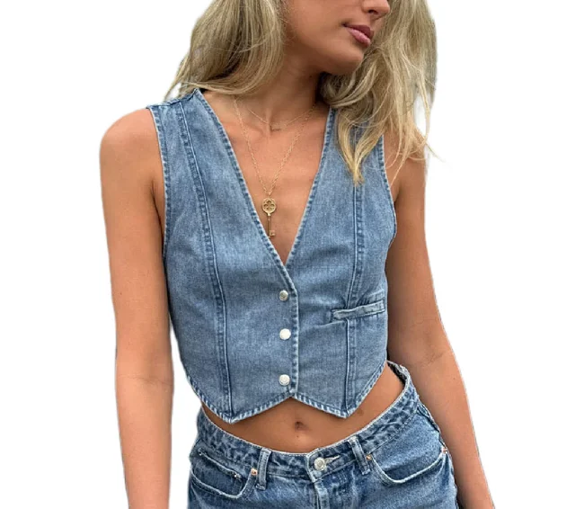 TUME Denim Vest for Women Detail