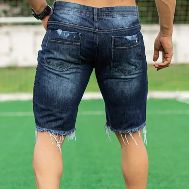 Men's Shorts: Fashionable Slim-fit Ripped Jeans (Direct from European/American Factories) Detail