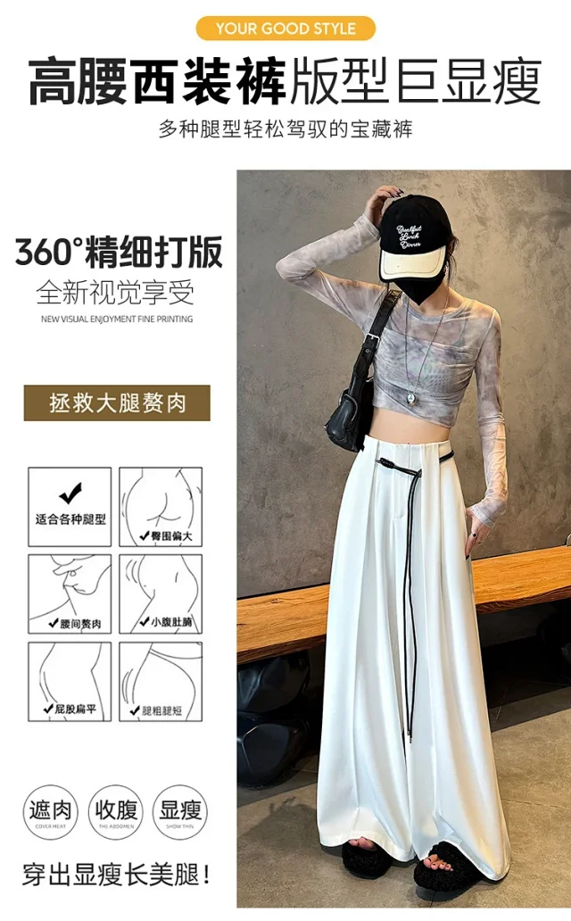 2025 Fall New Arrival: High-Waisted Wide-Leg Trousers for Women Detail