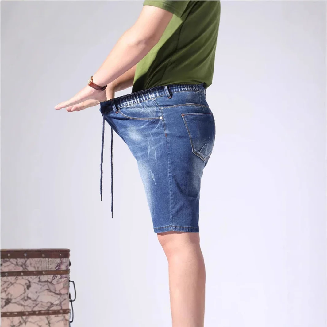 Men's Summer Elastic Waist Denim Shorts (Plus Size)