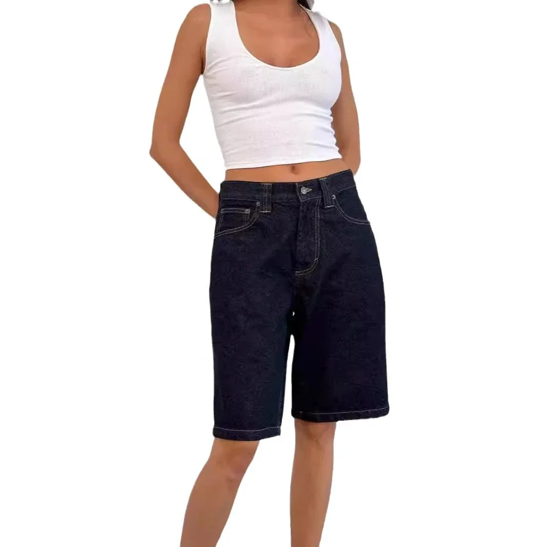 AliExpress Loose Non - Stretch Retro Denim Capris for Women