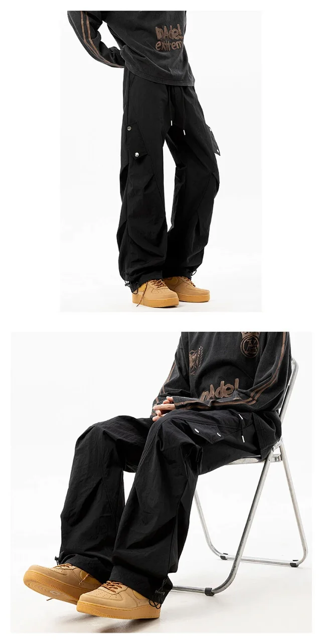 2025 Summer Men's Khaki Parachute Pants Detail