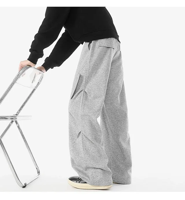 American Heavyweight Grey Pleated Sweatpants Detail