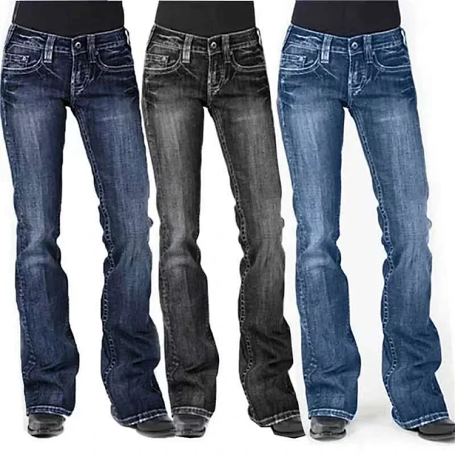 Vintage Mid-Rise Flare Jeans for Women Detail