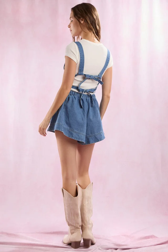 Stylish Loose Denim Overalls for Girls Detail