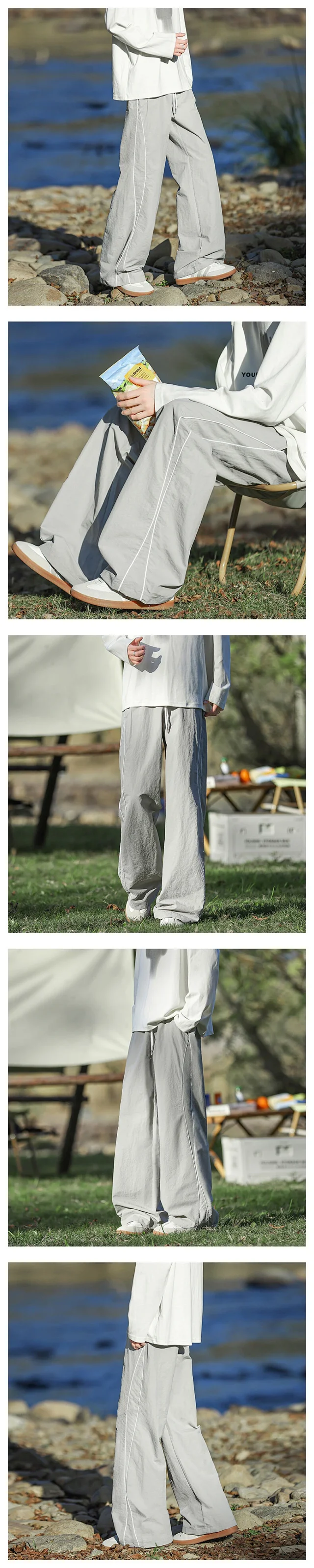 Men's Summer Casual Wide-Leg Parachute Pants Detail