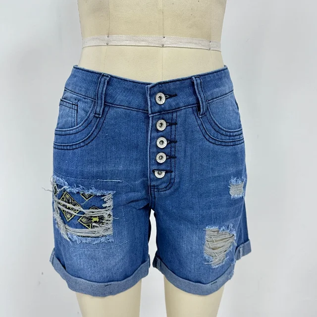 European Sourced Slim Denim Shorts Detail
