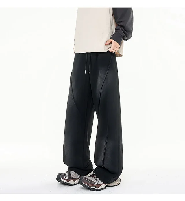 190 Tall Men's Long Washed Distressed Casual Pants Detail