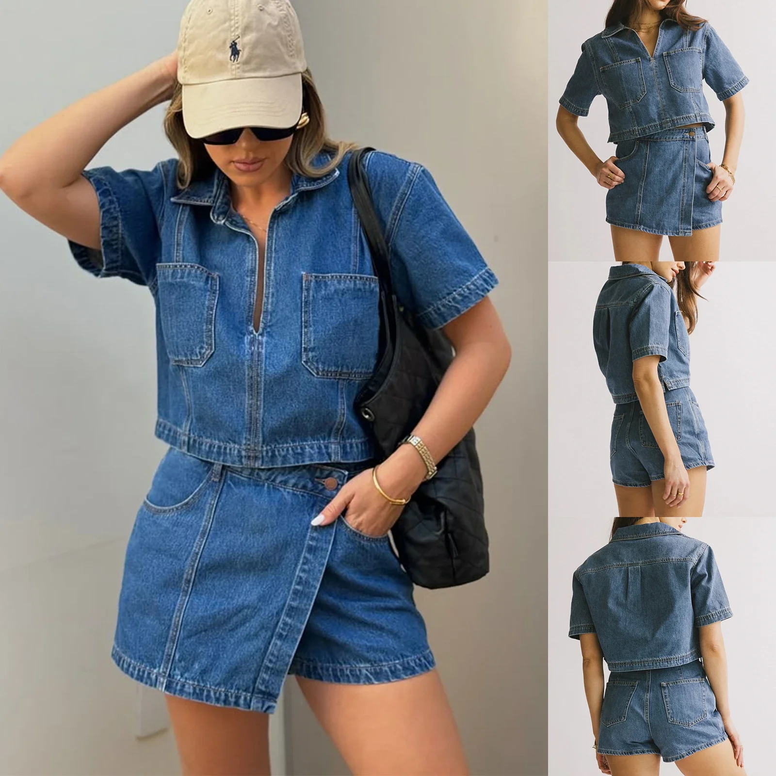 Amazon Western Denim Skirt & Pants Set