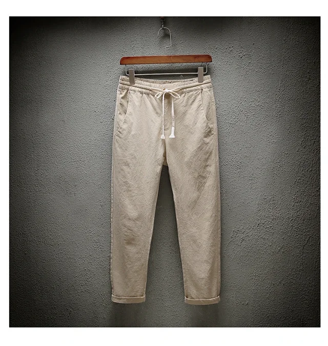 Teen Boys' Linen Loose Cropped Pants Detail
