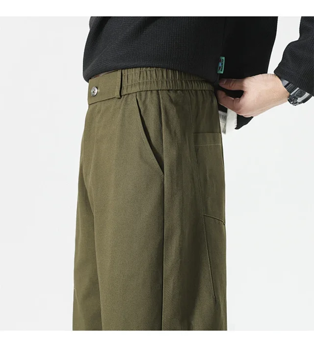 Autumn Men's Retro Japanese Straight Cargo Pants Detail