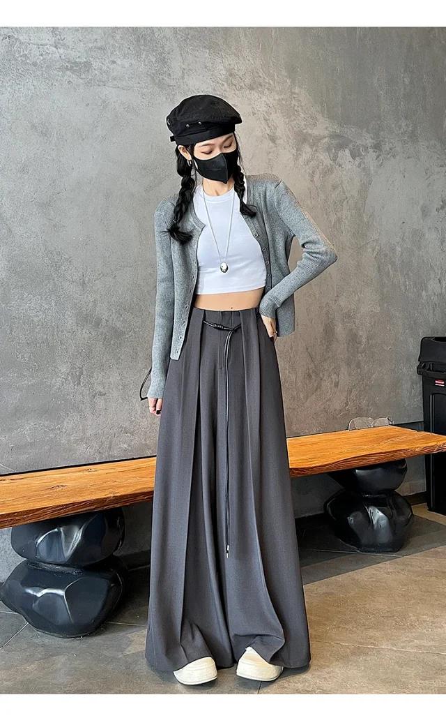 2025 Fall New Arrival: High-Waisted Wide-Leg Trousers for Women Detail