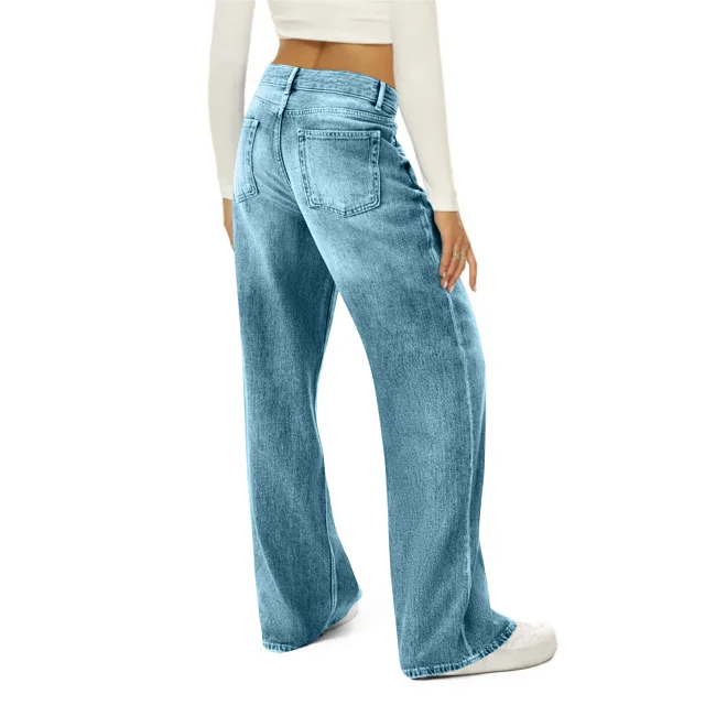 Women's Retro Wide-Leg Denim Pants Detail