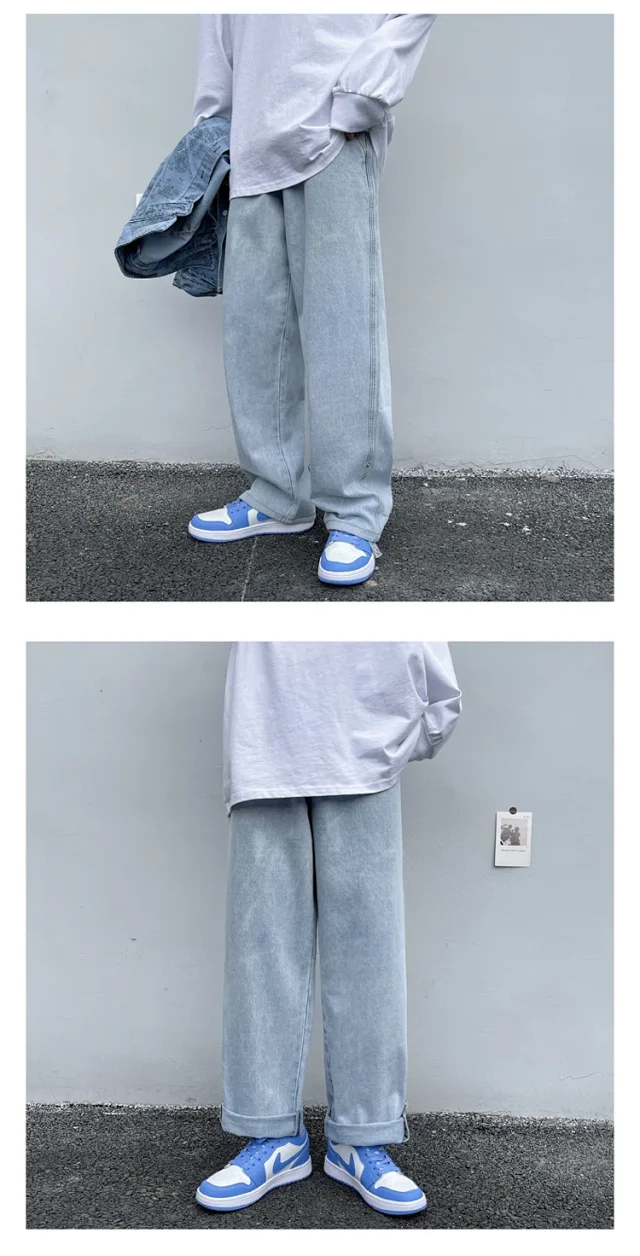 Spring/Summer Trendy Men's Loose Straight Jeans Detail