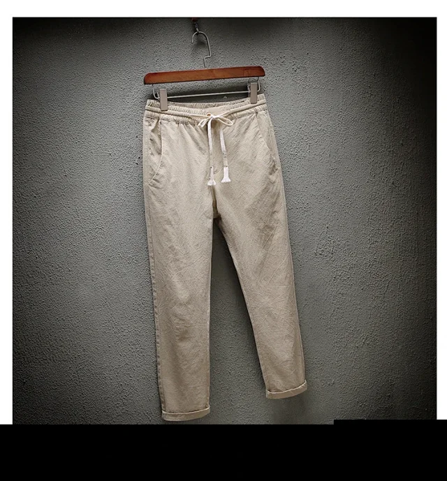 Teen Boys' Linen Loose Cropped Pants Detail